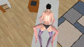 Animated 3D Lesbian Porn - Teen Girl on Bed, Mature Woman Fucked Her Pussy and Ass with Strap‑on