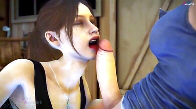 Two women share intimate moments in a secluded cabin with Spanish subtitles