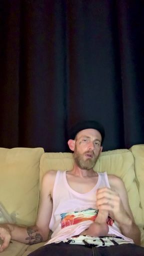 Almost Caught Stroking It at the Airbnb on the Couch