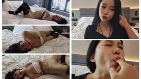 C4SDomination25 BABY hogtied rope bondage Vibrator Orgasm suck fingers underwear struggle ballgag gag Pantyhose bondage Footjob