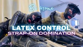 Full Latex Enclosure – Miss Lilly & Mistress AE | Bi Foursome Strap-On Domination and Gimp Edging