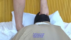 STAY ON BED AND JUST BE PREPARED TO HAVE YOUR MOUTH FUCKED BY MY BIG FEET