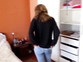 I suit up to show off and arouse the maid's spouse, I ask him to give me his wang.