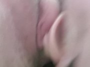 Guy with pussy doing hardcore DP with visible throbbing cum / orgasm