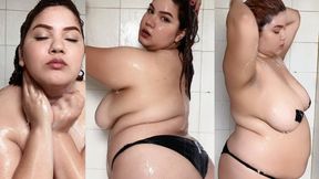 SOAKING MY SOFT BELLY IN THE SHOWER