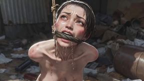 Filthy Bound Girl in Garbage - Begging for Huge Dick & Cum Inside