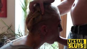 Submissive older blonde takes rough anal pounding