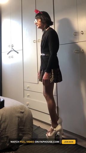 Sissy Andreina Practices Walking in Very High Heels