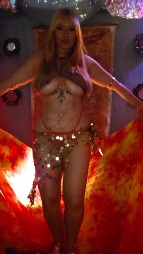 Drums, shimmering gold & crimson lights - a mesmerizing ritual