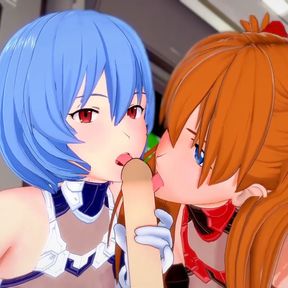 Asuka and Rei give a blojob in POV : Neon Genesis Evangelion 3D Hentai Parody