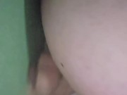 Fat man riding 12 inch dildo (short)