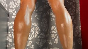AbsoluteLegs #3 - Oiled calf popping and bare feet 4K