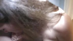 Teen girl tongues thick shaft in intense POV shot