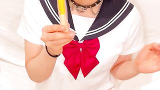college lady nubile femboy GOKKUN sloppy milk while in fever Mild core college dame