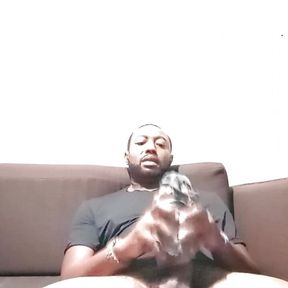 Hotel couch and sex toy being stuffed by my black dick