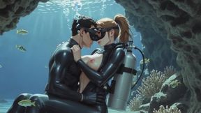Emergency Shared Regulator Scuba Sex | Tight Coral Crevice Full Gear Passion