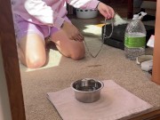 Drinking from my doggy bowl