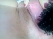 Fucking myself with a hairbrush