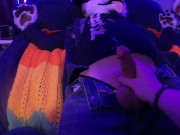 Caged puppy gets tied up, blindfolded, and teased