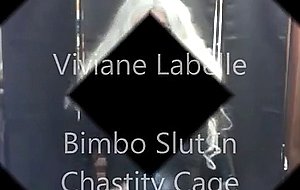 Bimbo tranny slut in chastity cage