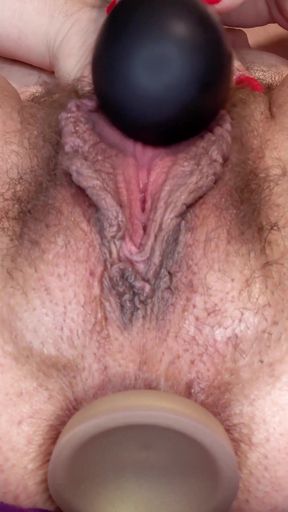 Morel Mushrom Buttplug Challenge: Slow Deep Anal Insertion, Intense Vibrator Cum &amp; Pussy-Ass Hole Reveal   Clip 2