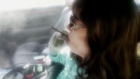 TS BI GILF that loves to smoke long cigarettes VS120 &amp; More120 menthols in her car