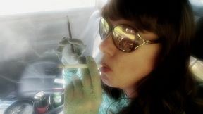 TS BI GILF that loves to smoke long cigarettes VS120 &amp; More120 menthols in her car