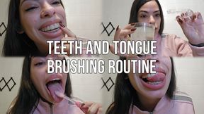 teeth and tongue brushing routine