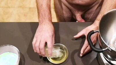Naughty gay guy prepares a kinky scent by jerking off and cumming