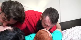 Fast sideways anal for a twink with sexy dark hair
