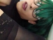 Sissy Crossdresser Self Facial and Cum Swallow
