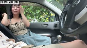 Megaton Boobs You Can See Even Through Her Clothes. Car Blowjob, Cum in Mouth, She Swallows It All!