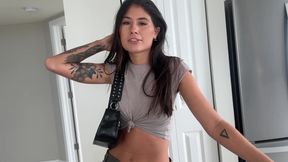 My Naughty Slim Brunette GF Gives Me BJ In the Dad's Car, Then Tempts Me To Fuck & Creampie Her In Bed