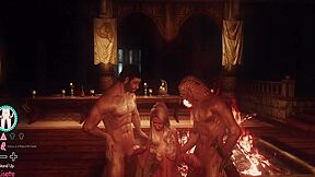 Blonde Beauty Sucks Two Big Cocks Of Warriors, 3d Porn Skyrim