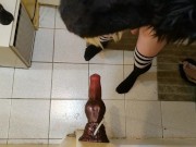 Johnny Huskey takes the knot of his Large Razor Bad Dragon Dildo