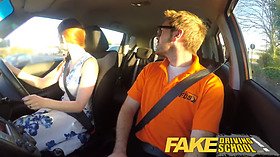 Zara DuRose gets her ginger bush out in a fake driving school POV video