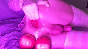 Sissy femboy handballing and gape, two yummy apples in my well-lubed open sphincter