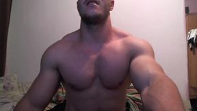 Smooth Muscled Guy Flexes Upper Body