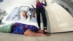 Walking On His Head & Hands In Sandals FLOOR CAM