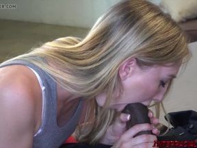 Tight blonde Riley Reyes pounded after sucking monster Big black cock