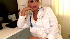 Rapacious nurse stimulates soaking pussy of her colleague