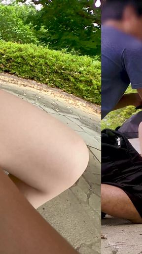 Exposed walk in a large park Changing clothes, cunnilingus, blowjob, completely naked   Outdoors08   Clip 1