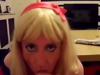 Submissive Crossdresser's Blowjob Training