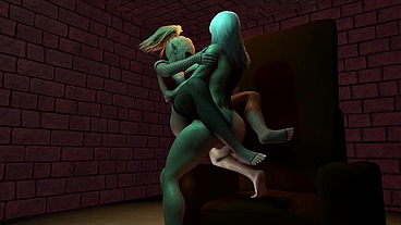 Blonde Dickgirl Standing Fuck a Sissy Femboy