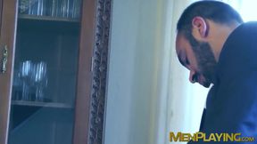 Wet blowjob and anal fucking by butler Xavi Duran and master Robbie Rojo