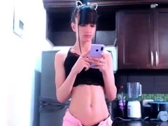 Skinny TS Shows Off Masturbation Skills