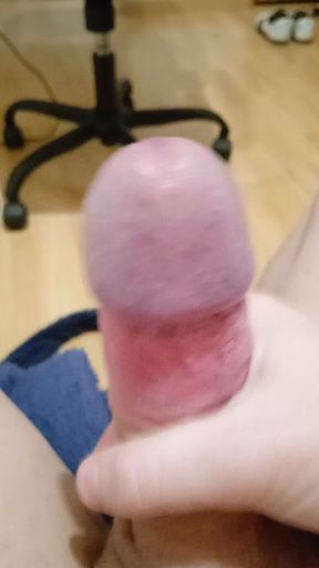 Hot guy wanks big cock before bed