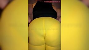 Yellow Yoga Pants Visible Granny Panty Lines
