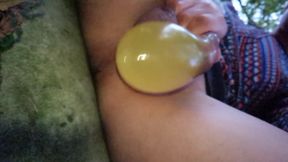 Filling Condom with Piss Like Balloon