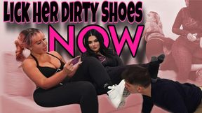 Lick Her Shoes NOW - Double Domination Sweaty Foot Worship & Humiliation - Featuring Pink Doll
